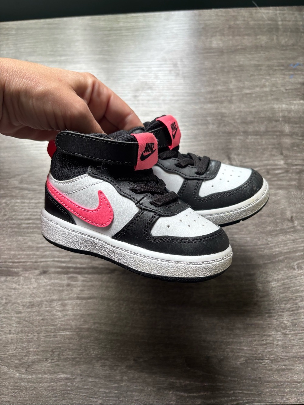 Nike Kids Black, White & Pink High-Top Sneakers